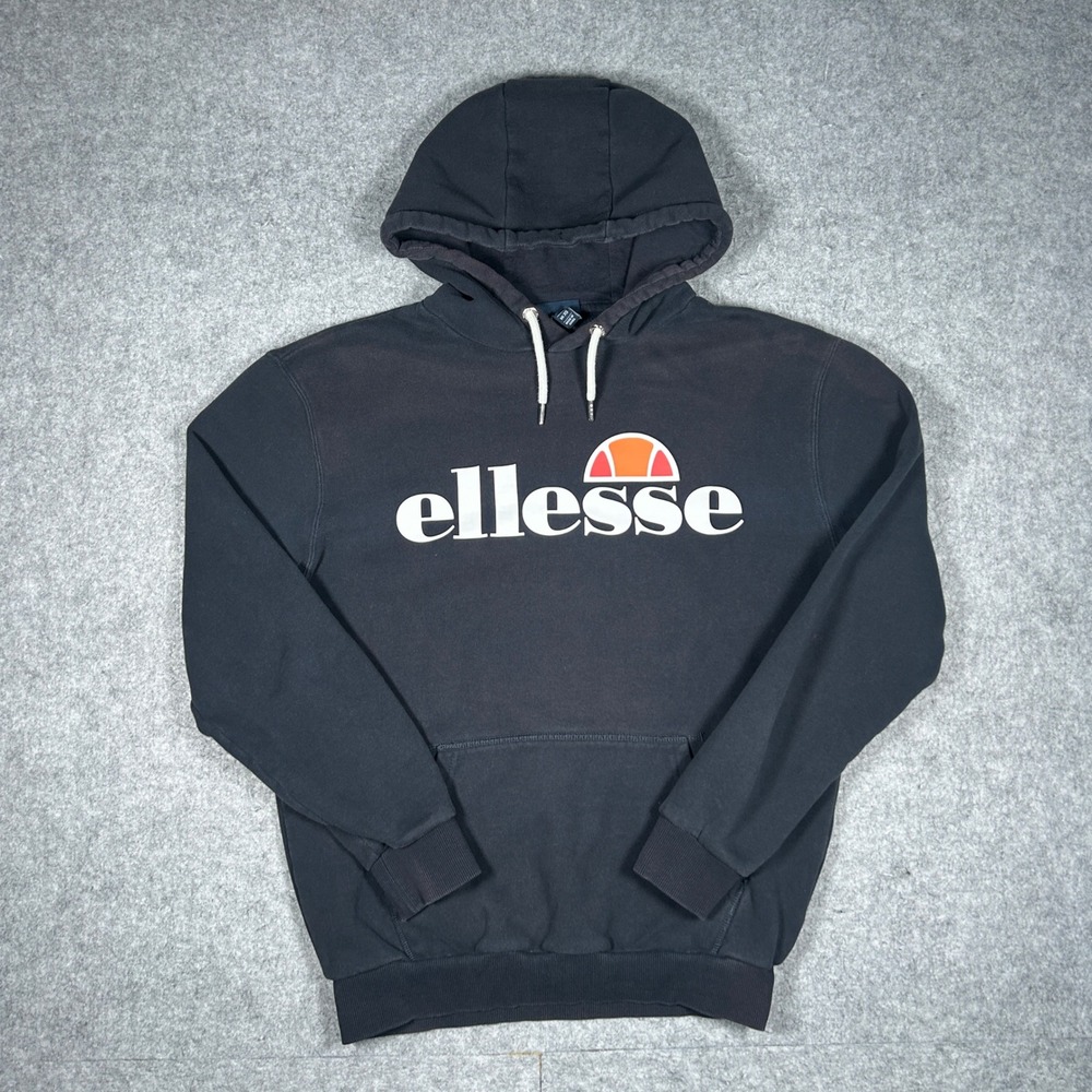 Ellesse Hoodie Men XS Black Gottero Logo Pullover Streetwear Sportswear